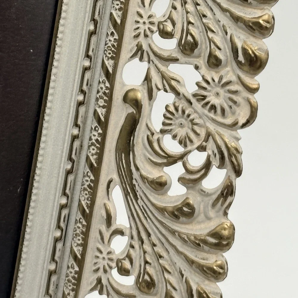 Vintage Ornate White‎ Gold 8x10 Picture Frame Florentine Style Regency Filigree